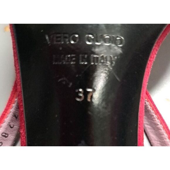 Sergio Rossi Womens Size 37 US 7 Burgundy Suede Strappy High Heels Sandals - Picture 12 of 12